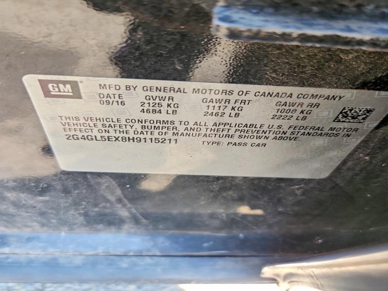 2017 Buick Regal მანქანა იყიდება აუქციონზე, vin: 2G4GL5EX8H9115211, აუქციონის ნომერი: 65999836