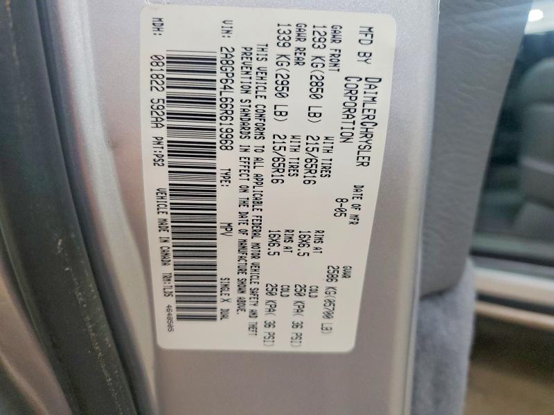 64764416 :رقم المزاد ، 2A8GP64L66R619968 vin ، 2006 Chrysler Town & Country مزاد بيع