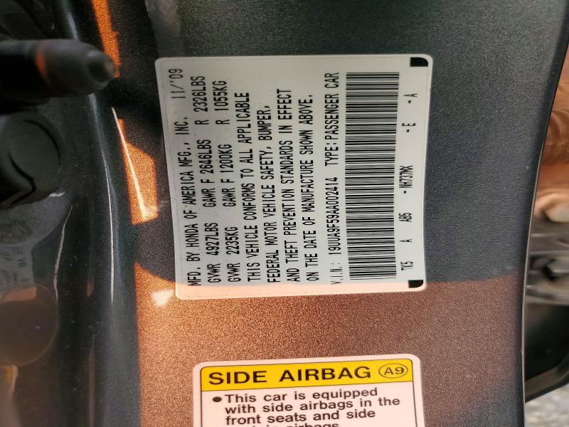 63383206 :رقم المزاد ، 19UUA9F59AA002414 vin ، 2010 Acura Tl مزاد بيع