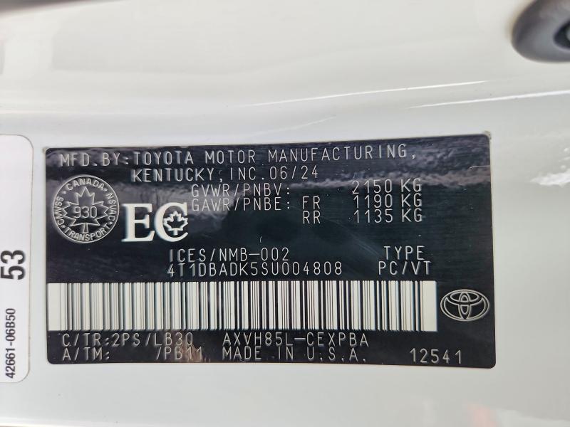Продажа на аукционе авто 2025 Toyota Camry, vin: 4T1DBADK5SU004808, номер лота: 63530626