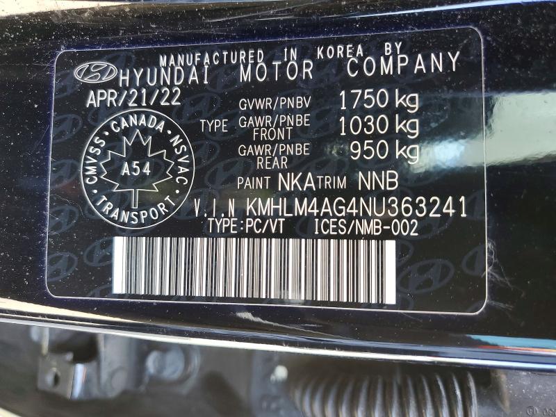 65514946 :رقم المزاد ، KMHLM4AG4NU363241 vin ، 2022 Hyundai Elantra مزاد بيع