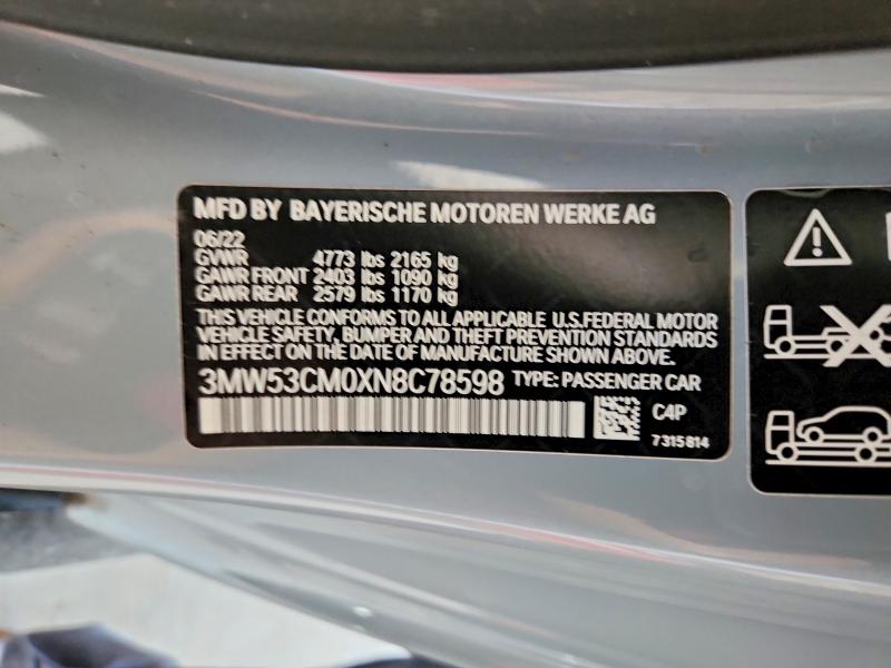 66279096 :رقم المزاد ، 3MW53CM0XN8C78598 vin ، 2022 Bmw M240xi مزاد بيع