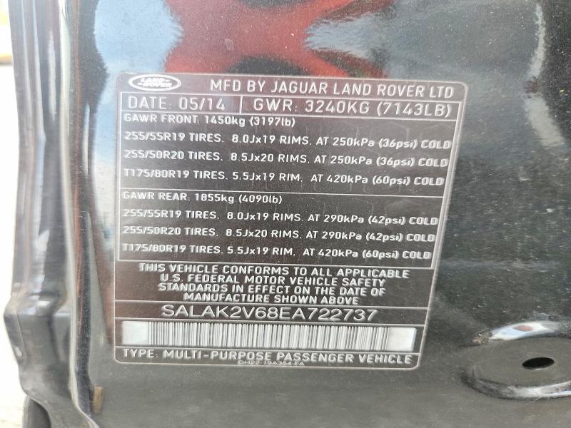 Aukcja sprzedaży 2014 Land Rover Lr4, vin: SALAK2V68EA722737, numer aukcji: 66085896