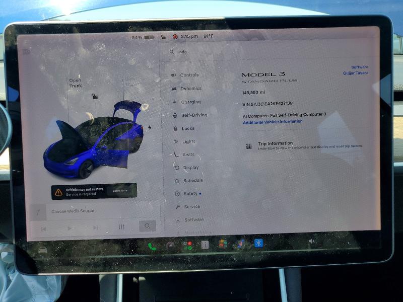 2019 Tesla Model 3 მანქანა იყიდება აუქციონზე, vin: 5YJ3E1EA2KF427139, აუქციონის ნომერი: 63909476