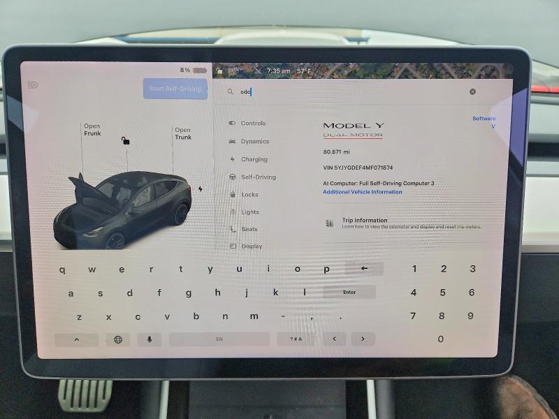 Aukcja sprzedaży 2021 Tesla Model Y, vin: 5YJYGDEF4MF071874, numer aukcji: 65545116