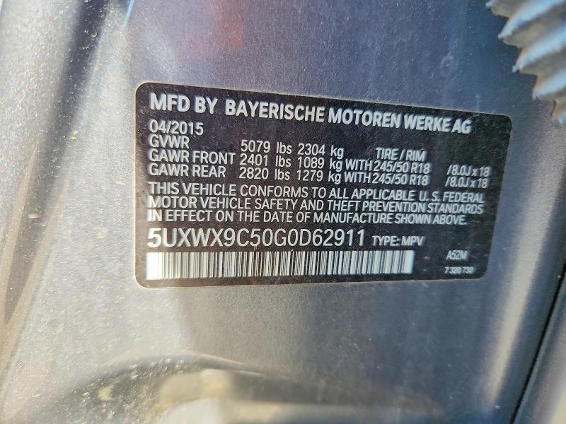 65882786 :رقم المزاد ، 5UXWX9C50G0D62911 vin ، 2016 Bmw X3 مزاد بيع
