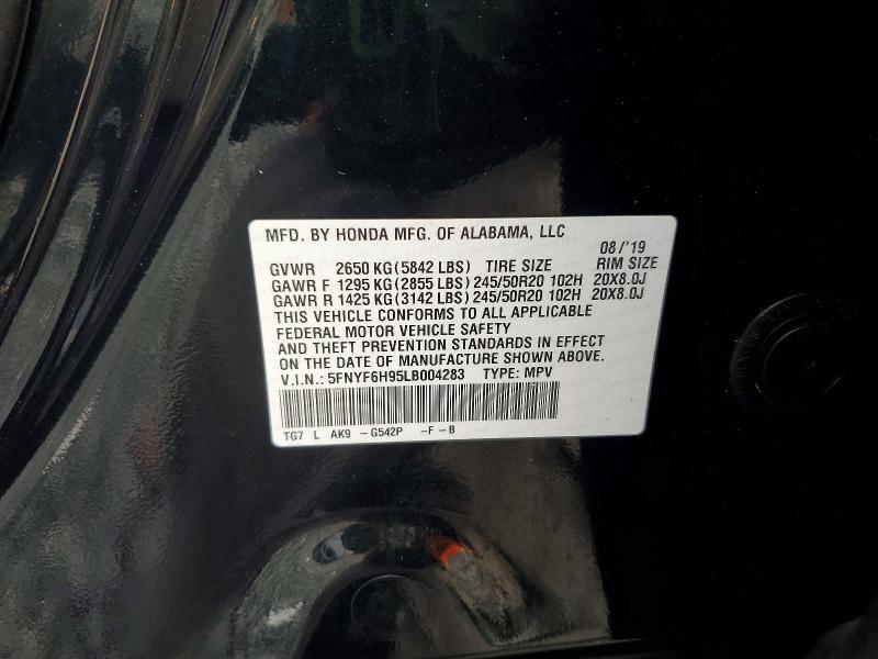 Aukcja sprzedaży 2020 Honda Pilot, vin: 5FNYF6H95LB004283, numer aukcji: 66813176