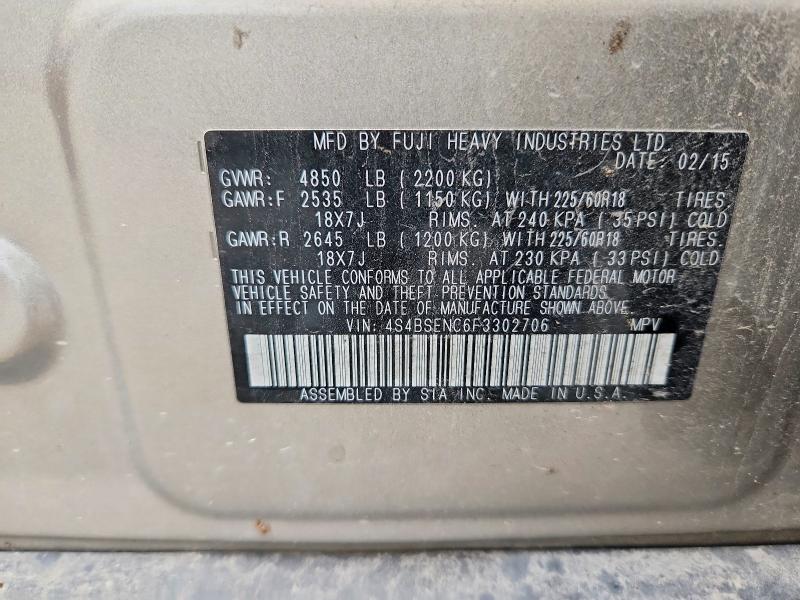 Продаж на аукціоні авто 2015 Subaru Outback, vin: 4S4BSENC6F3302706, номер лоту: 65306206