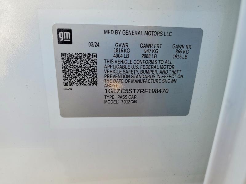 2024 Chevrolet Malibu მანქანა იყიდება აუქციონზე, vin: 1G1ZC5ST7RF198470, აუქციონის ნომერი: 66523956