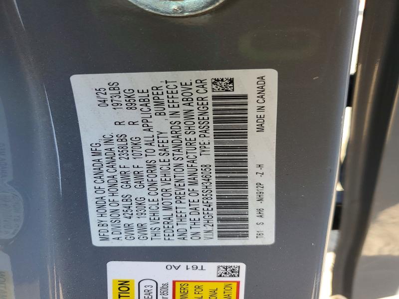 64667056 :رقم المزاد ، 2HGFE4F85SH346058 vin ، 2025 Honda Civic مزاد بيع