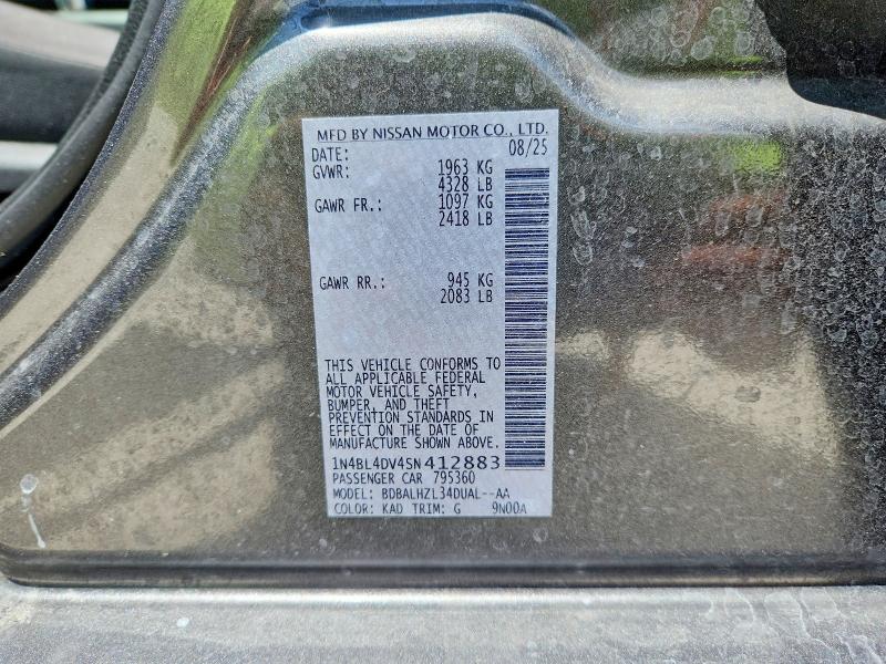 64917596 :رقم المزاد ، 1N4BL4DV4SN412883 vin ، 2025 Nissan Altima مزاد بيع