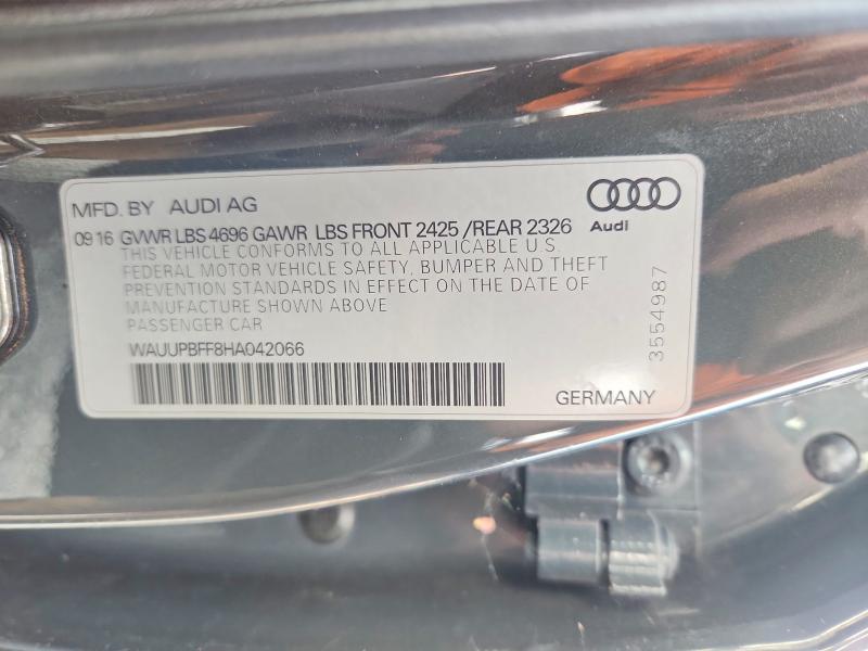 Aukcja sprzedaży 2017 Audi A3, vin: WAUUPBFF8HA042066, numer aukcji: 63240696