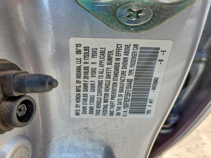 Продаж на аукціоні авто 2015 Honda Civic, vin: 19XFB2F55FE104440, номер лоту: 66350486