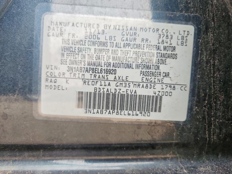2014 Nissan Sentra მანქანა იყიდება აუქციონზე, vin: 3N1AB7AP8EL616920, აუქციონის ნომერი: 64608776