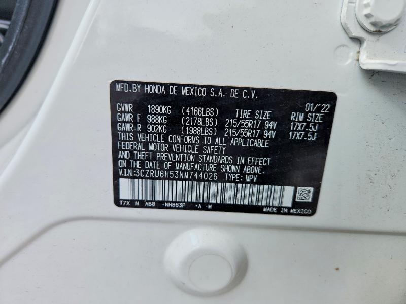 Aukcja sprzedaży 2022 Honda Hr-v, vin: 3CZRU6H53NM744026, numer aukcji: 65875406