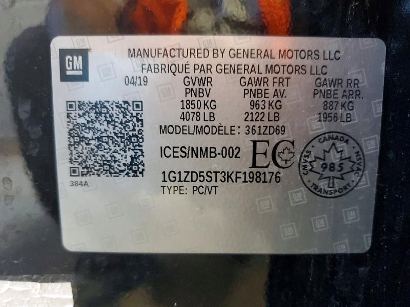 2019 Chevrolet Malibu მანქანა იყიდება აუქციონზე, vin: 1G1ZD5ST3KF198176, აუქციონის ნომერი: 63769576