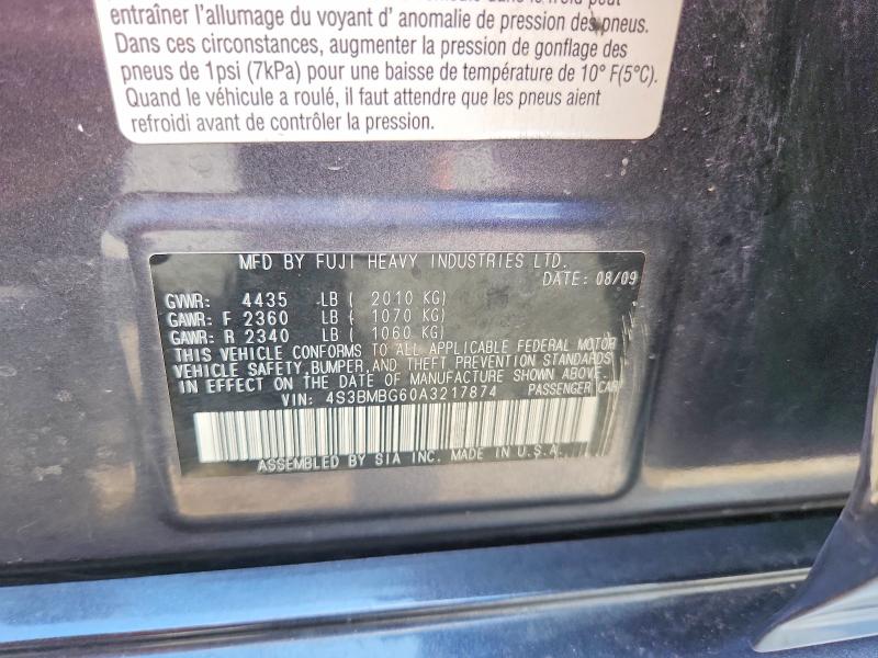 Aukcja sprzedaży 2010 Subaru Legacy, vin: 4S3BMBG60A3217874, numer aukcji: 64208216