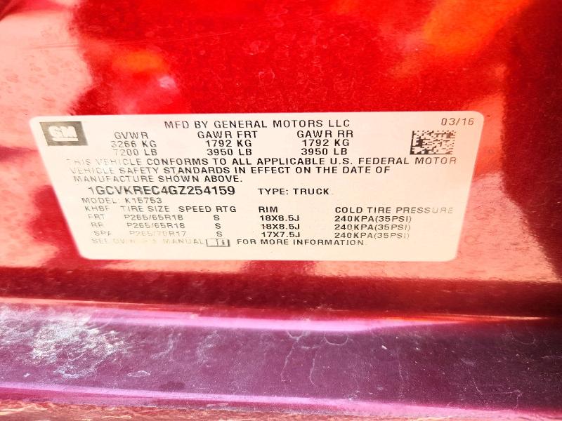 Aukcja sprzedaży 2016 Chevrolet Silverado, vin: 1GCVKREC4GZ254159, numer aukcji: 63919636