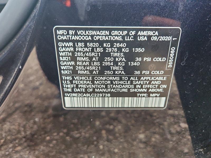 Aukcja sprzedaży 2020 Volkswagen Atlas Cross Sport, vin: 1V2RE2CA9LC229738, numer aukcji: 65171346