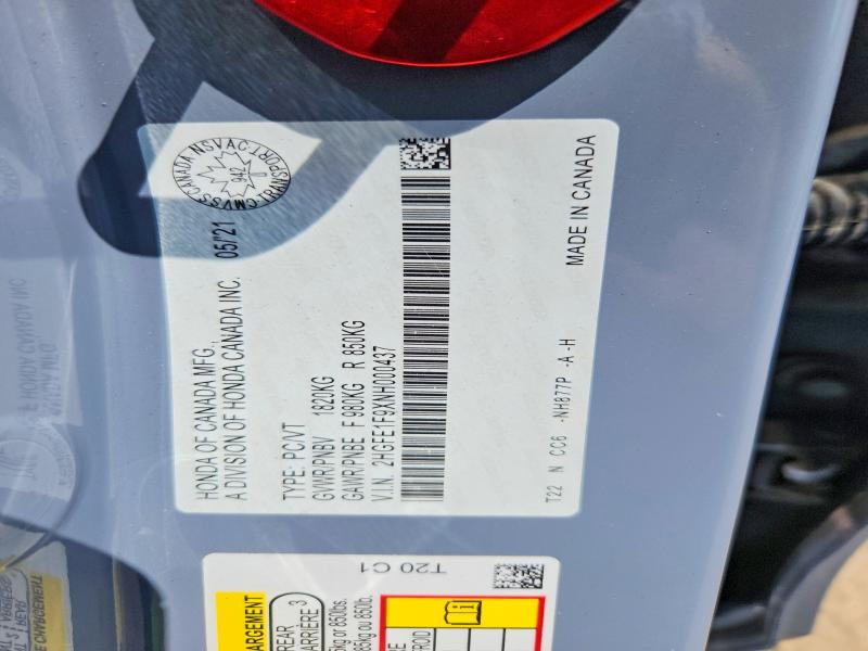 62888966 :رقم المزاد ، 2HGFE1F9XNH000437 vin ، 2022 Honda Civic مزاد بيع