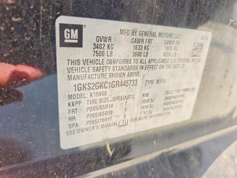 2016 Gmc Yukon Xl მანქანა იყიდება აუქციონზე, vin: 1GKS2GKC1GR445733, აუქციონის ნომერი: 66779956