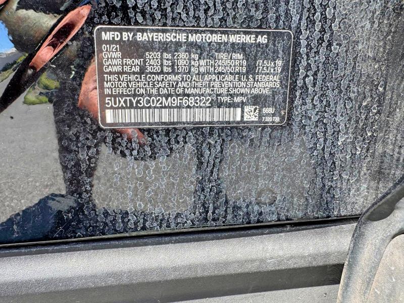 64687396 :رقم المزاد ، 5UXTY3C02M9F68322 vin ، 2021 Bmw X3 مزاد بيع