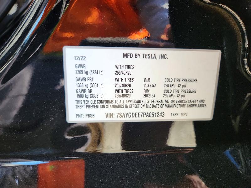Aukcja sprzedaży 2023 Tesla Model Y, vin: 7SAYGDEE7PA051243, numer aukcji: 66588106