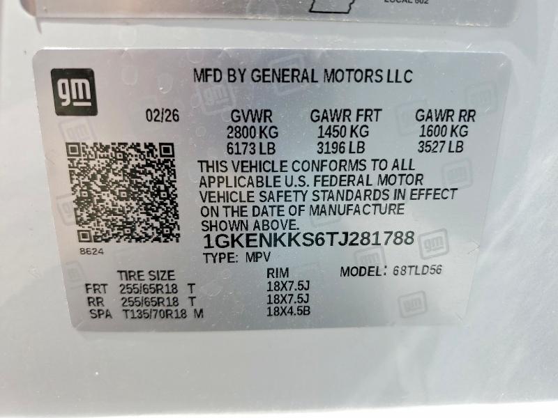 63167586 :رقم المزاد ، 1GKENKKS6TJ281788 vin ، 2026 Gmc Acadia مزاد بيع