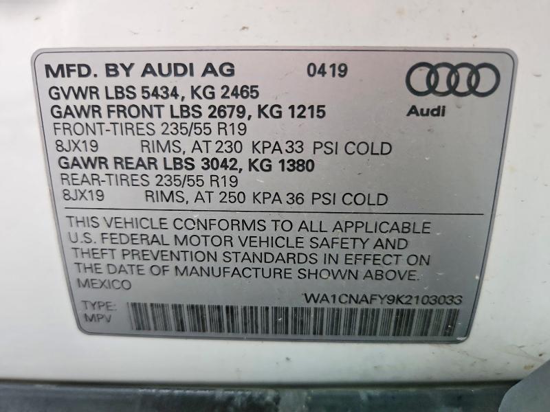 Продажа на аукционе авто 2019 Audi Q5, vin: WA1CNAFY9K2103033, номер лота: 64115896
