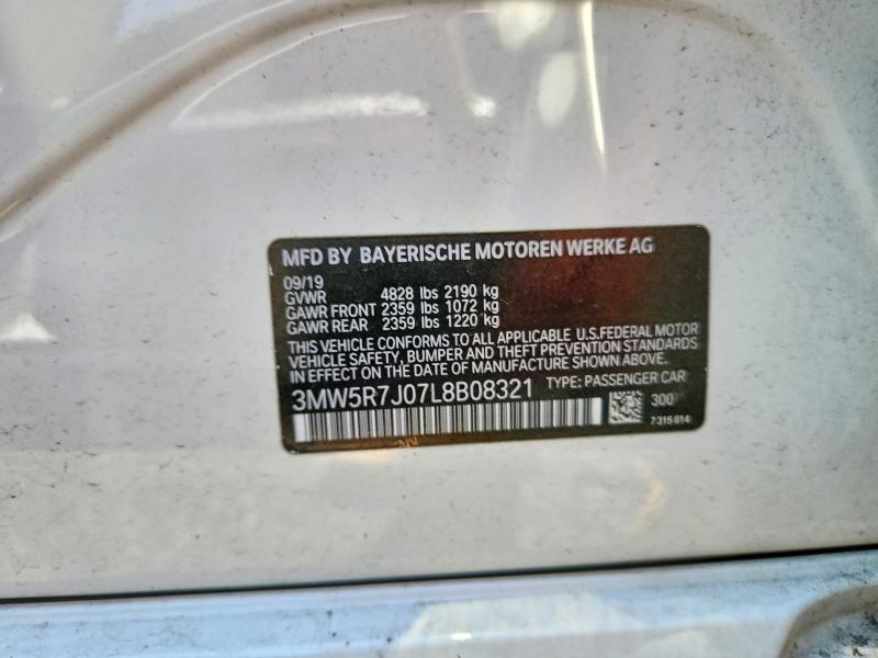Продажа на аукционе авто 2020 Bmw 330xi, vin: 3MW5R7J07L8B08321, номер лота: 63374806