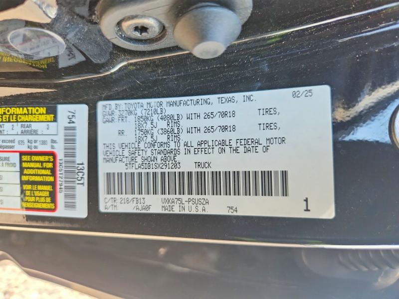 Продажа на аукционе авто 2025 Toyota Tundra, vin: 5TFLA5DB1SX291203, номер лота: 63836956