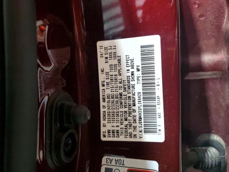 Продаж на аукціоні авто 2015 Honda Cr-v, vin: 5J6RM4H35FL068426, номер лоту: 63850336