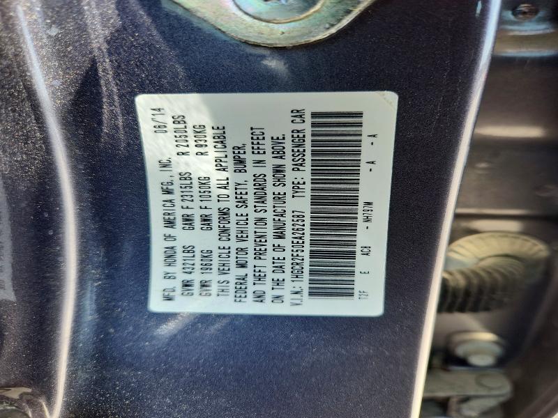 65269166 :رقم المزاد ، 1HGCR2F50EA262587 vin ، 2014 Honda Accord مزاد بيع