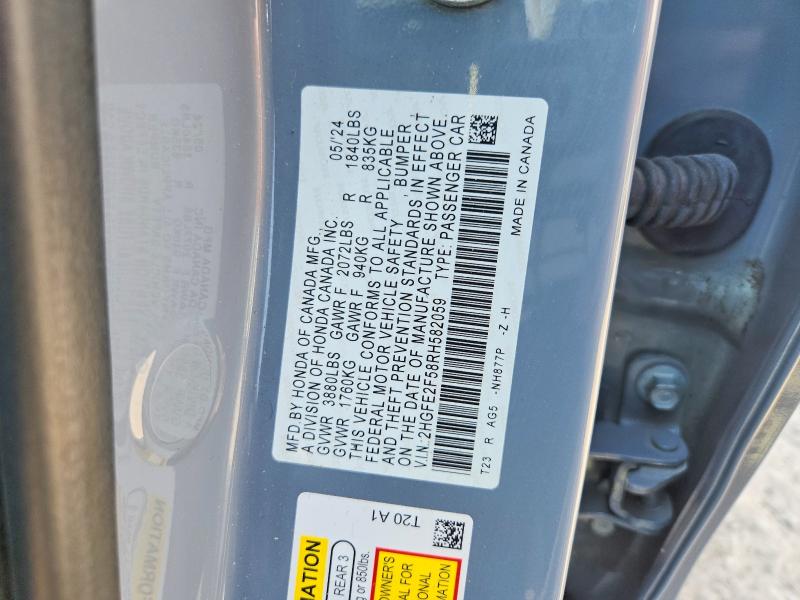 Aukcja sprzedaży 2024 Honda Civic, vin: 2HGFE2F58RH582059, numer aukcji: 65521896