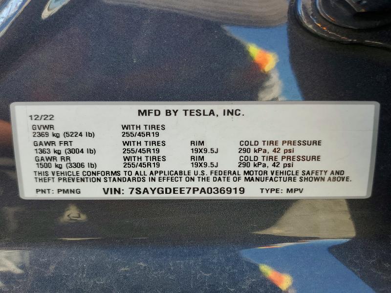2023 Tesla Model Y მანქანა იყიდება აუქციონზე, vin: 7SAYGDEE7PA036919, აუქციონის ნომერი: 62893096