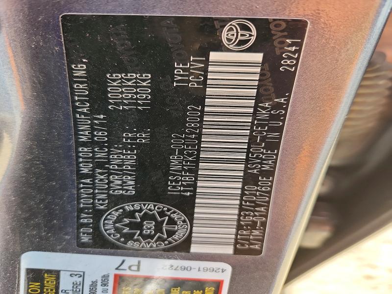 65463306 :رقم المزاد ، 4T1BF1FK3EU428002 vin ، 2014 Toyota Camry مزاد بيع