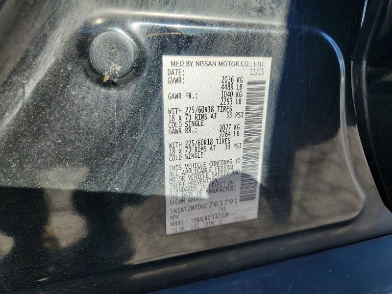 2016 Nissan Rogue მანქანა იყიდება აუქციონზე, vin: 5N1AT2MT0GC765791, აუქციონის ნომერი: 65951516