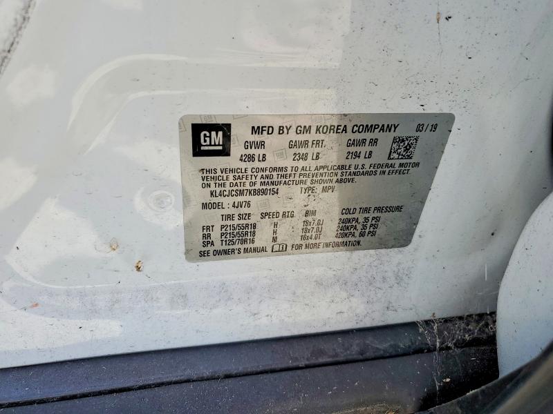 64495996 :رقم المزاد ، KL4CJCSM7KB890154 vin ، 2019 Buick Encore مزاد بيع