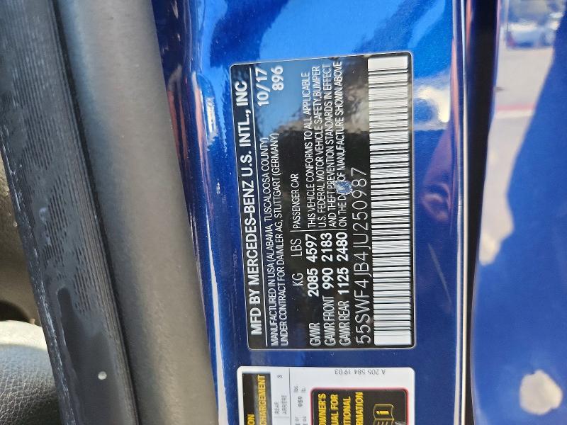 Aukcja sprzedaży 2018 Mercedes-benz C, vin: 55SWF4JB4JU250987, numer aukcji: 65543976