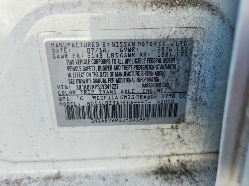 Продаж на аукціоні авто 2018 Nissan Sentra, vin: 3N1AB7AP3JY341227, номер лоту: 63590286