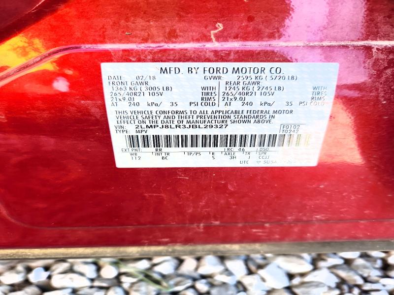 Aukcja sprzedaży 2018 Lincoln Mkx, vin: 2LMPJ8LR3JBL29327, numer aukcji: 66461296