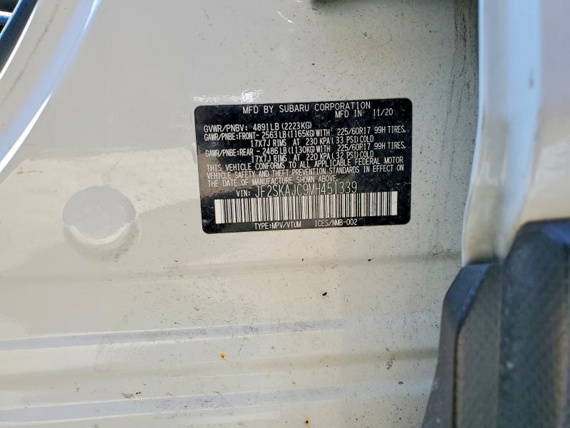 2021 Subaru Forester მანქანა იყიდება აუქციონზე, vin: JF2SKAJC9MH451339, აუქციონის ნომერი: 66987096