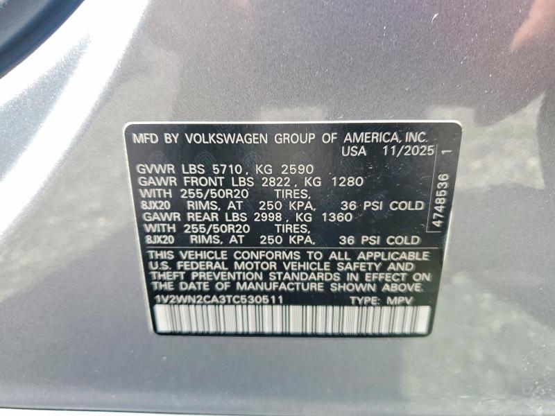 Продаж на аукціоні авто 2026 Volkswagen Atlas, vin: 1V2WN2CA3TC530511, номер лоту: 64645126