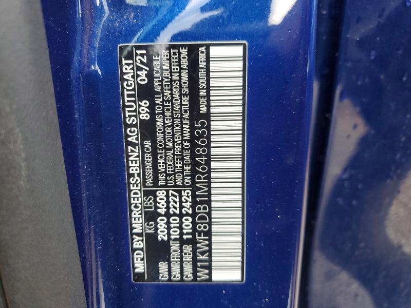 Продаж на аукціоні авто 2021 Mercedes-benz C, vin: W1KWF8DB1MR648635, номер лоту: 66123246