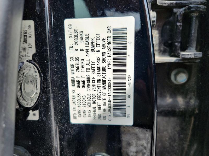 2010 Acura Tsx მანქანა იყიდება აუქციონზე, vin: JH4CU4F61AC000849, აუქციონის ნომერი: 64956536