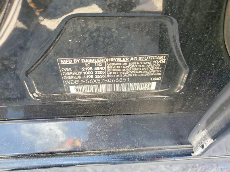 66042126 :رقم المزاد ، WDBUF56X57B066851 vin ، 2007 Mercedes-benz E مزاد بيع