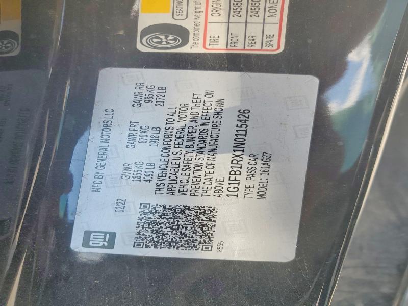 Продаж на аукціоні авто 2022 Chevrolet Camaro, vin: 1G1FB1RX1N0115426, номер лоту: 64483436