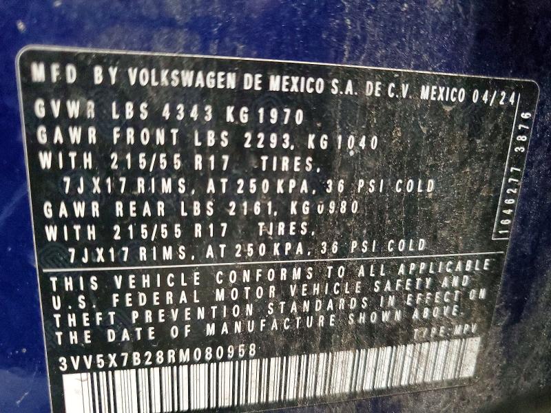 Продажа на аукционе авто 2024 Volkswagen Taos, vin: 3VV5X7B28RM080958, номер лота: 63551496