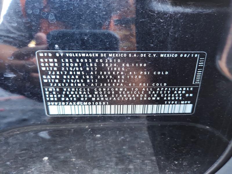 2020 Volkswagen Tiguan მანქანა იყიდება აუქციონზე, vin: 3VV2B7AX6LM010591, აუქციონის ნომერი: 62475626