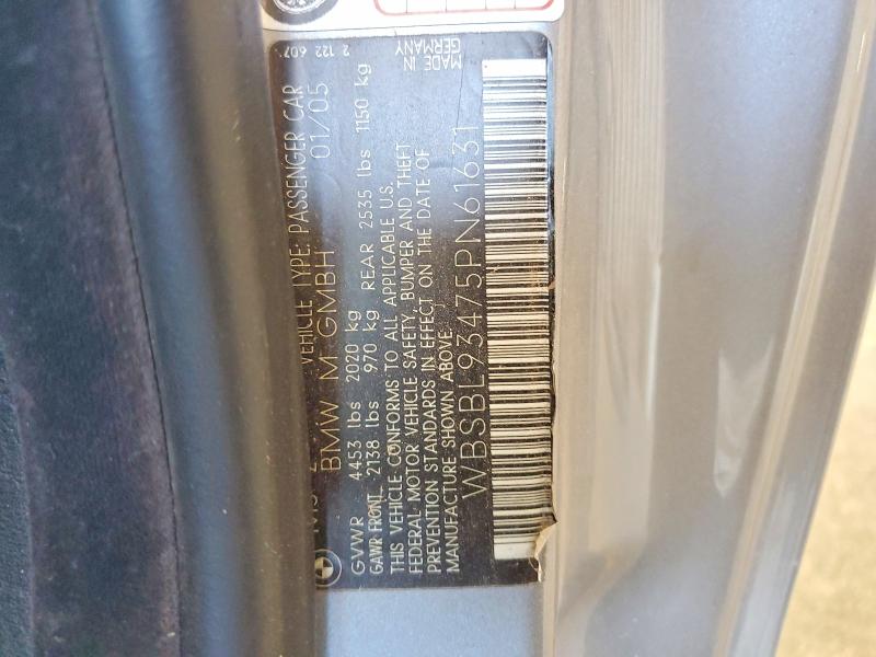 64940516 :رقم المزاد ، WBSBL93475PN61631 vin ، 2005 Bmw M3 مزاد بيع